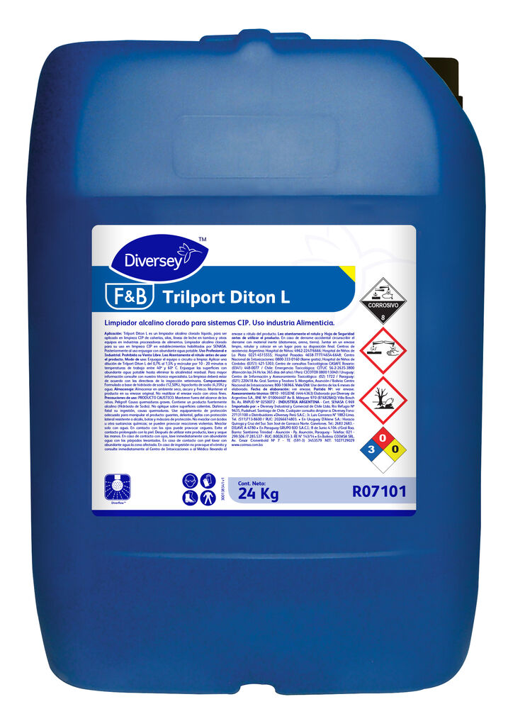 TRILPORT DITON L 24kg - LIMPIADOR ALCALINO CLORADO PARA DE SISTEMAS DE ORDEÑO
